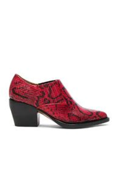 Shop Chloé Chloe Rylee Python Print Leather Ankle Boots In Red,animal Print. In Gypsy Red
