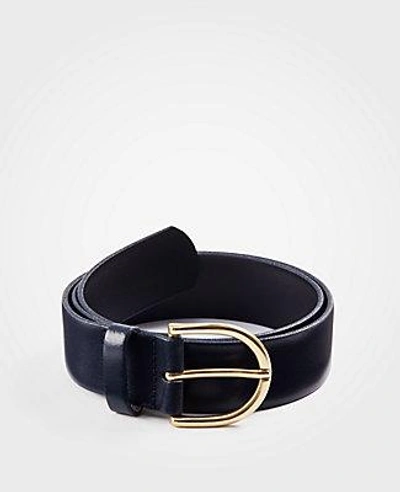 Ann Taylor Wide Leather Trouser Belt In Navy Blue