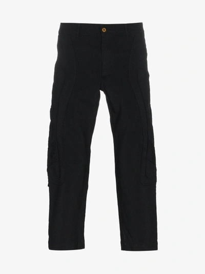 Shop Comme Des Garçons Homme Deux Comme Des Garçons Homme Plus Irregular Stitching Cropped Trousers In Black