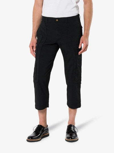 Shop Comme Des Garçons Homme Deux Comme Des Garçons Homme Plus Irregular Stitching Cropped Trousers In Black