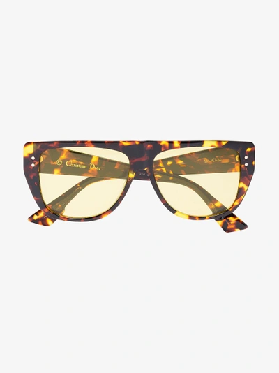 Shop Dior Eyewear Club 2 Tortoiseshell Visor Acetate Sunglasses In Brown