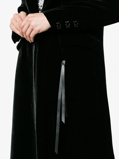 Shop Olivier Theyskens Silk Blend Velvet Long Sleeve Maxi Coat In Black