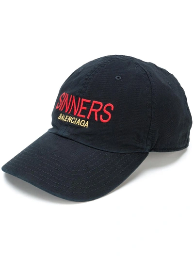 Shop Balenciaga Black Sinners Baseball Cap