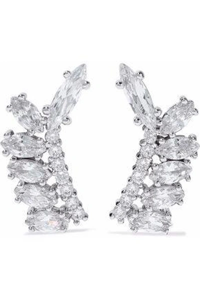 Shop Kenneth Jay Lane Silver-tone Crystal Earrings
