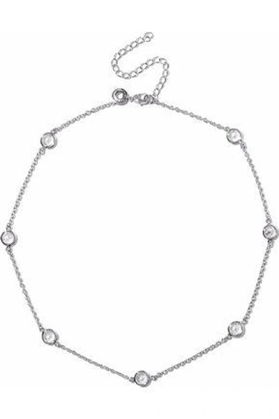 Shop Kenneth Jay Lane Woman Silver-tone Crystal Necklace Silver