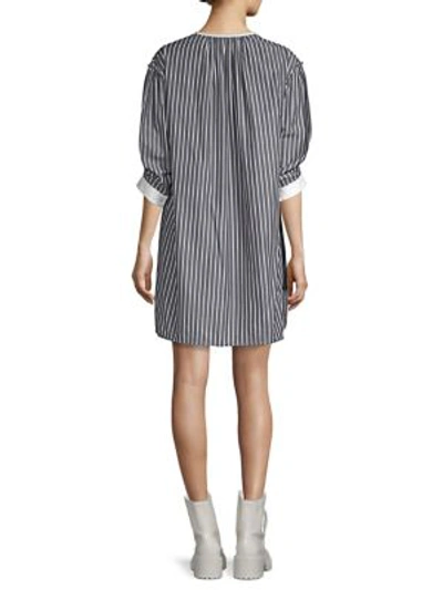 Shop Marc Jacobs Striped Cotton Shirtdress In Black White