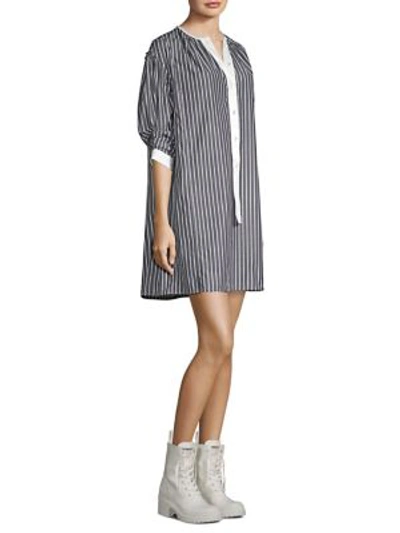 Shop Marc Jacobs Striped Cotton Shirtdress In Black White