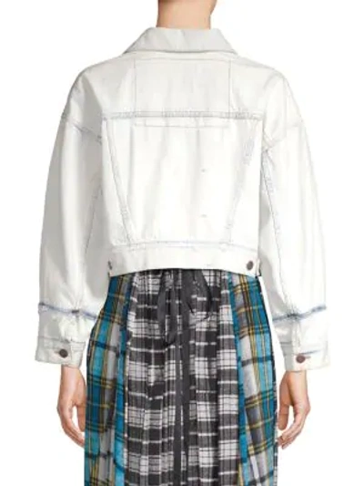 Shop Marc Jacobs Oversized Cropped Denim Jacket In Bleach Indgo