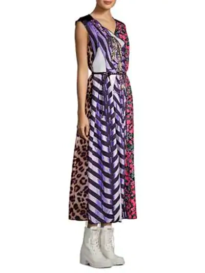 Shop Marc Jacobs Photographic Stripe Midi Dress In Purple Multi