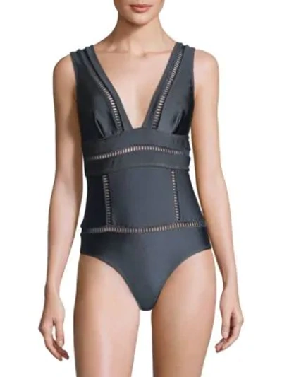 Shop Zimmermann Tali One-piece Swimsuit In Titanium