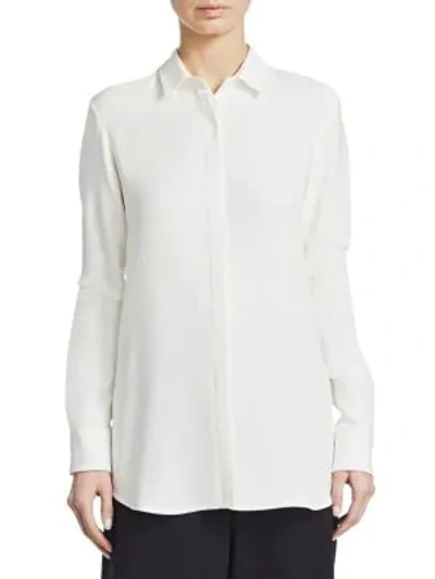 Shop Loro Piana Joselyn Matte Silk Blouse In White