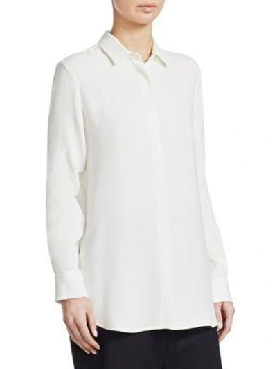 Shop Loro Piana Joselyn Matte Silk Blouse In White
