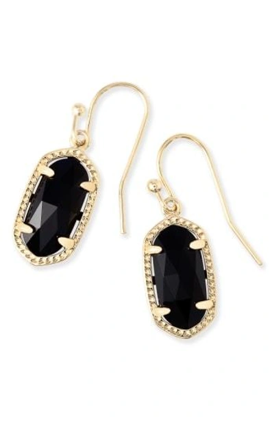 Shop Kendra Scott Lee Small Drop Earrings In Black Onyx/ Gold