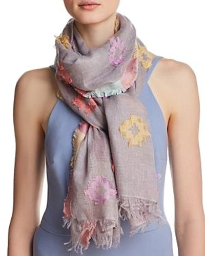 Shop Fraas Clipped Jacquard Oblong Scarf In Gray/multi