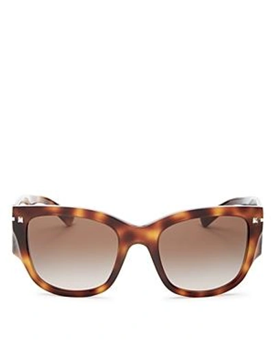 Shop Valentino Women's Square Sunglasses, 51mm In Light Havana/brown