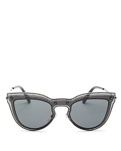 Shop Valentino Women's Round Shield Sunglasses, 135mm In Rutehnium/dark Smoke