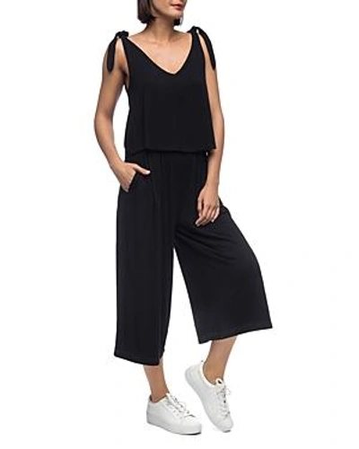 Shop B Collection By Bobeau Knotted-shoulder Overlay Jumpsuit In Black