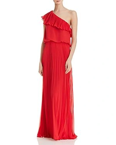 Shop Avery G One-shoulder Chiffon Gown In Red