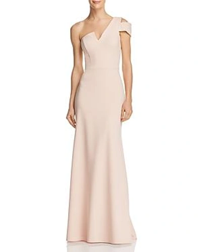 Shop Aqua One-shoulder Ruffled Gown - 100% Exclusive In Blush