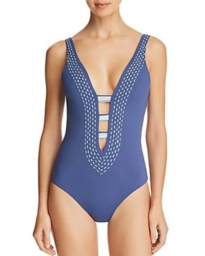 Shop Becca By Rebecca Virtue Quest Plunge Front One Piece Swimsuit In Dusk