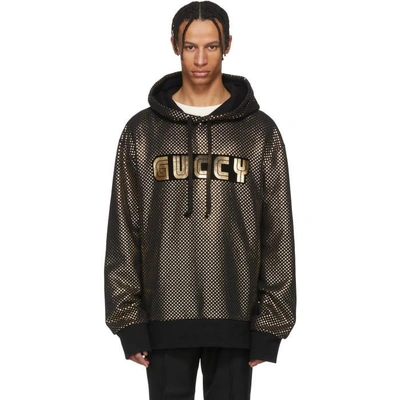 Shop Gucci Black Sega 'guccy' Logo Hoodie
