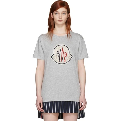Shop Moncler Grey Lace Logo T-shirt