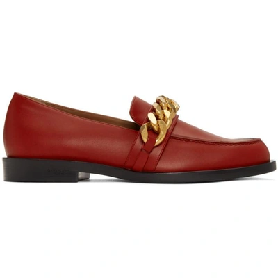Shop Givenchy Red Chain Line Loafers In 601 Red