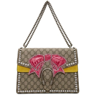 Shop Gucci Brown Medium Crystal Bow Dionysus Gg Bag In 8258 Brown
