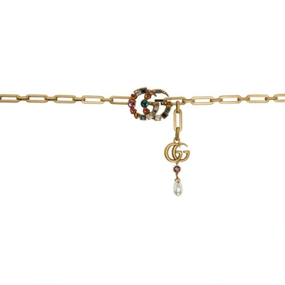 Shop Gucci Gold Crystal Gg Chain Belt In 8962 Gold