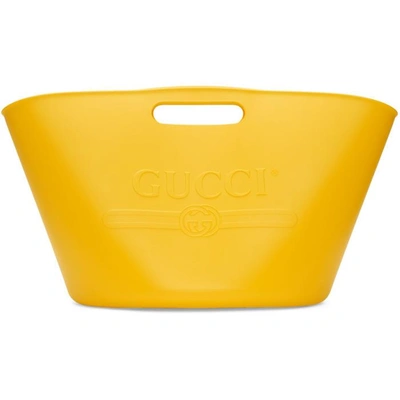Shop Gucci Yellow Large Rubber Bucket Tote In 7224 Yellow