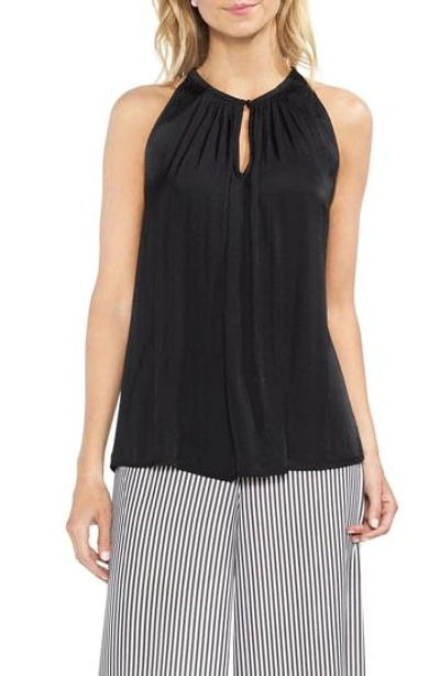 Shop Vince Camuto Rumpled Satin Keyhole Top In Rich Black
