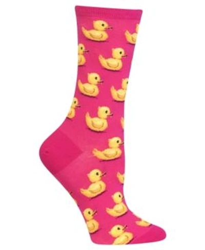 Shop Hot Sox Women's Rubber Ducks Socks In Hot Pink