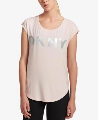 Shop Dkny Sport Logo Graphic Top In Parfait/silver