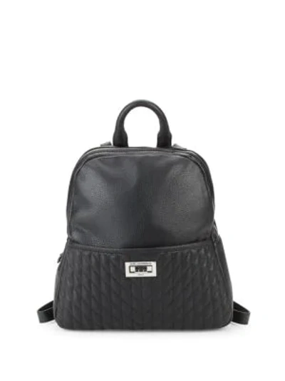 Shop Karl Lagerfeld Quilted Leather Backpack In Black Silver