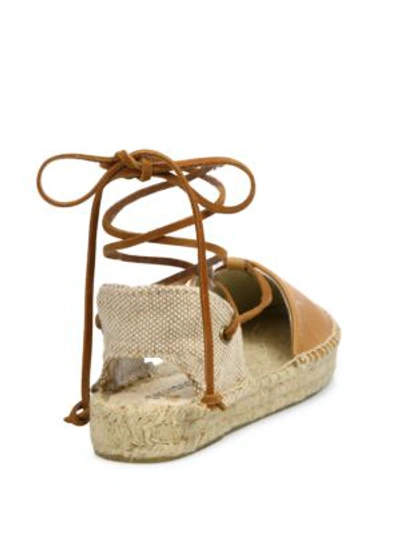 Soludos Leather Lace-up Espadrilles In Black