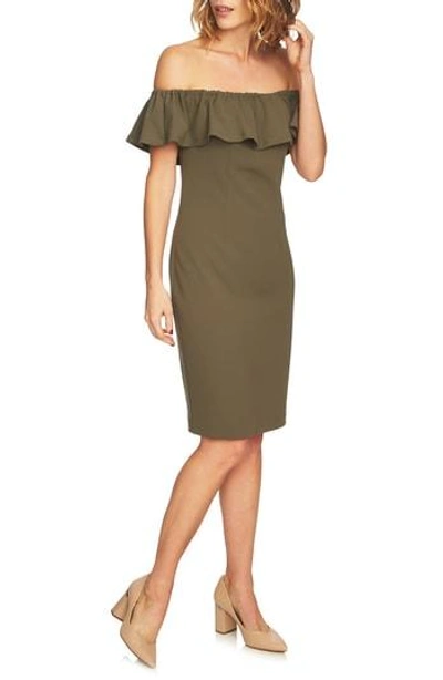 Shop 1.state Ruffle Off The Shoulder Dress In Olive Tree