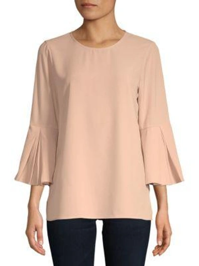 Shop Calvin Klein Pleated Bell-sleeve Top In Blush