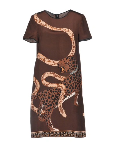 Shop Alberta Ferretti Short Dresses In Brown