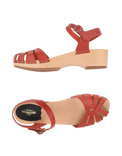 Shop Swedish Hasbeens Sandals In Red