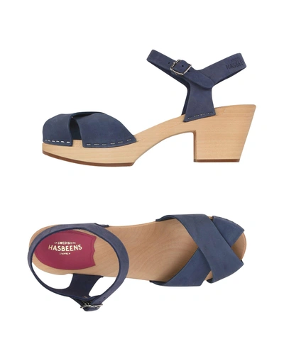 Shop Swedish Hasbeens Sandals In Pastel Blue