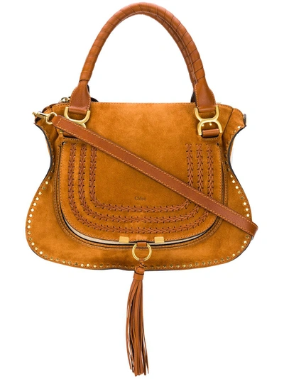 Shop Chloé Marcie Tote Bag In Brown