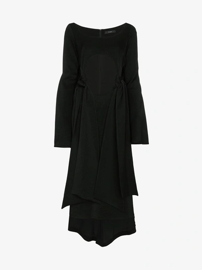 Shop Ellery Silk Ultraviolet Tie Front Dress In Black