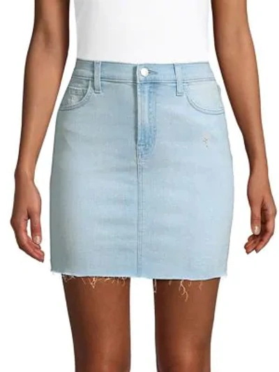 Shop J Brand Lyla Denim Mini Skirt In Sky