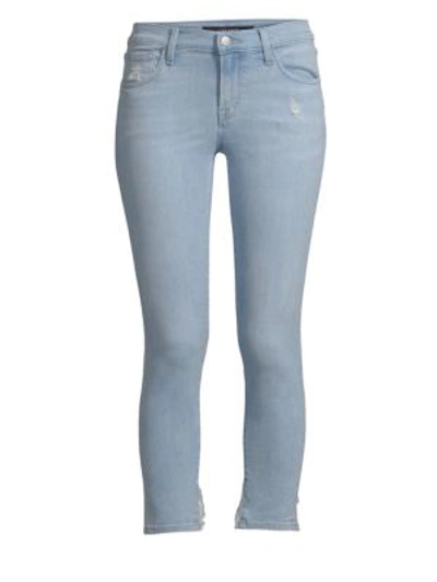 Shop J Brand 835 Mid-rise Capri Jeans In Sky Destruct