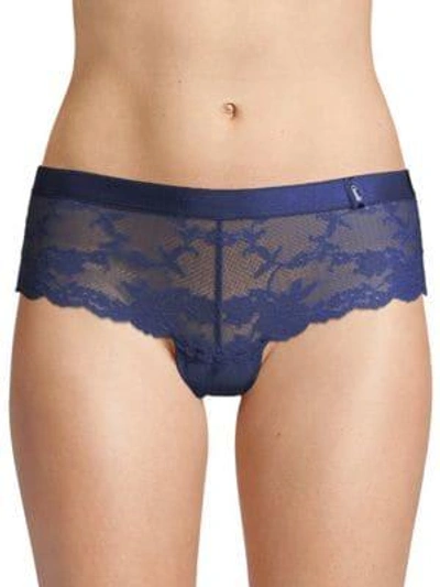 Shop Chantelle Everyday Lace Hipster Panties In Indigo Blue