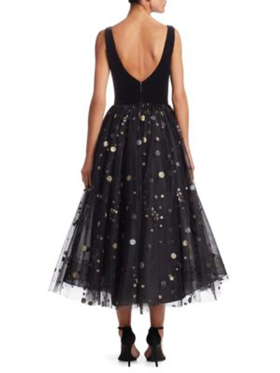 Shop Monique Lhuillier Glitter Spot A-line Tulle Dress In Noir