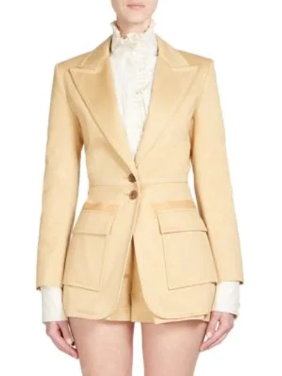 Shop Chloé Cotton Gabardine Blazer In Quiet Brown