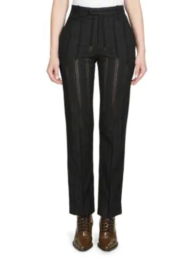 Shop Chloé Owl Eye Embroidered Trousers In Black