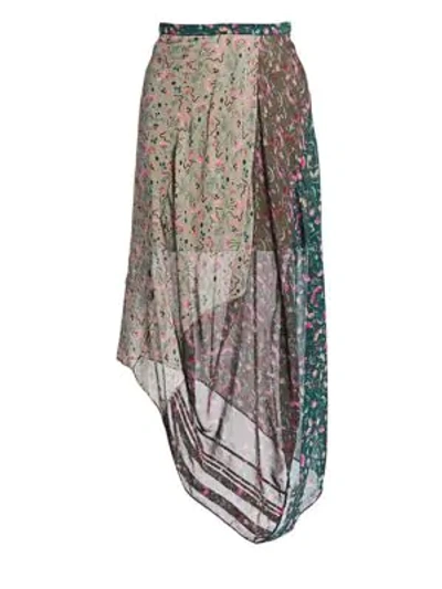 Shop Chloé Garden-print Georgette Midi Skirt In Multicolor