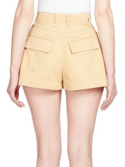 Shop Chloé Cotton Pleat-front Shorts In Quiet Brown
